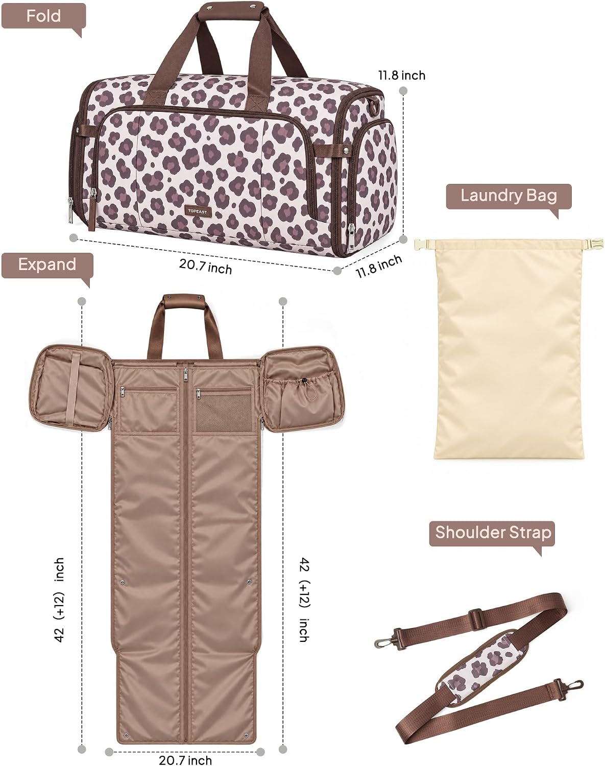 Convertible Garment Duffel Bag for Travel, Hanging Suit Bag - Image 5
