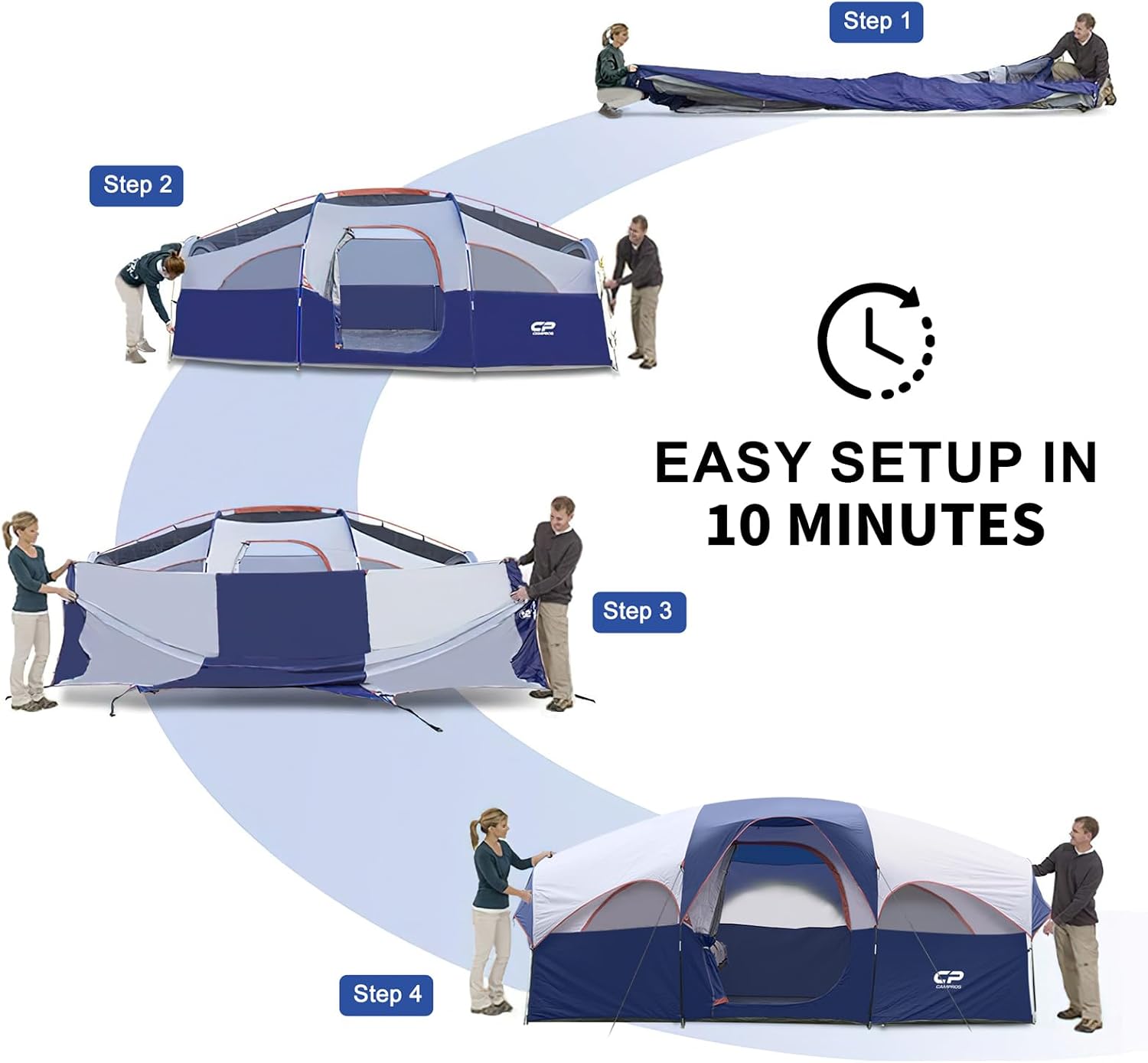 CAMPROS CP 8 Person Camping Tent, Room Divider, Rainfly, Weather Resistant - Image 2