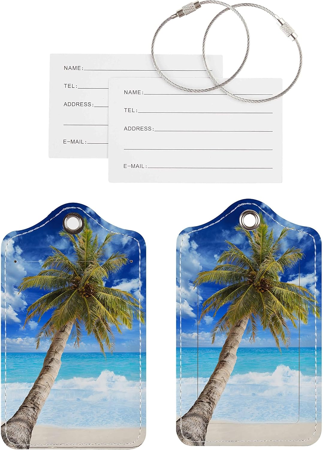 2 Pack Cute PU Leather Luggage Tags for Suitcases,Travel Essentials - Image 4